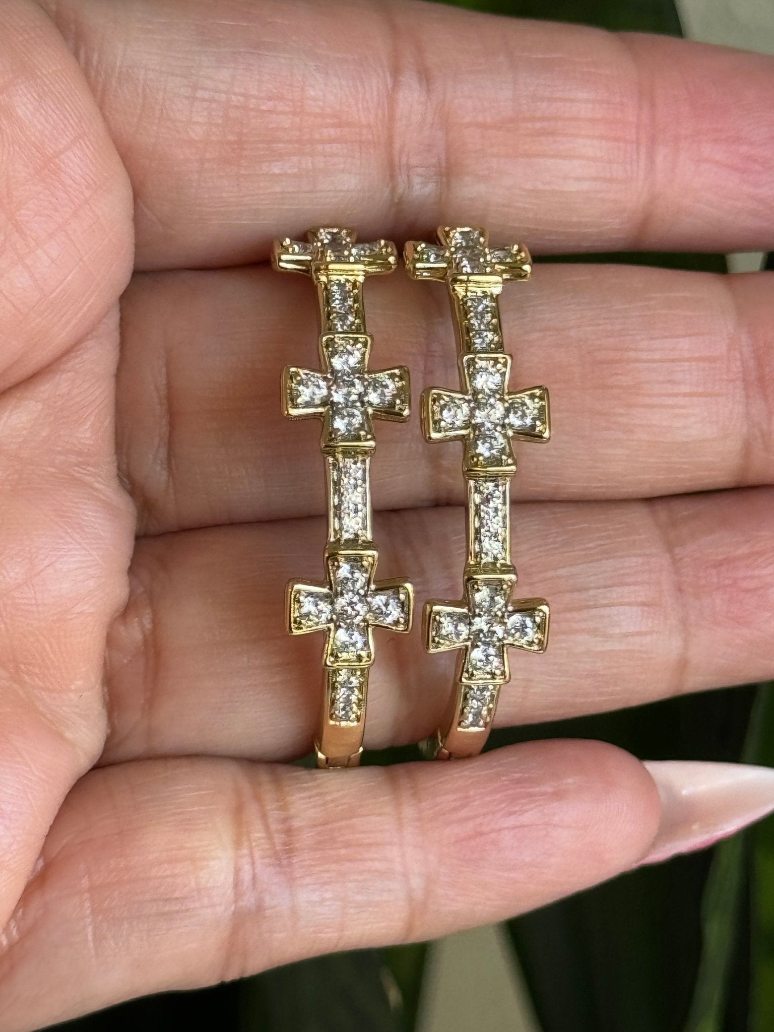 Big cross hoops with crystals - Figi JewelsHoops