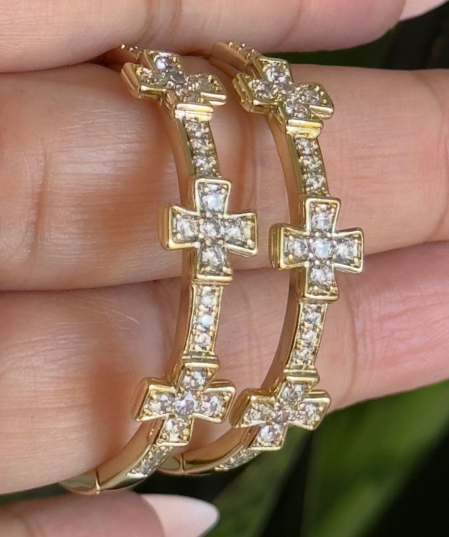 Big cross hoops with crystals - Figi JewelsHoops