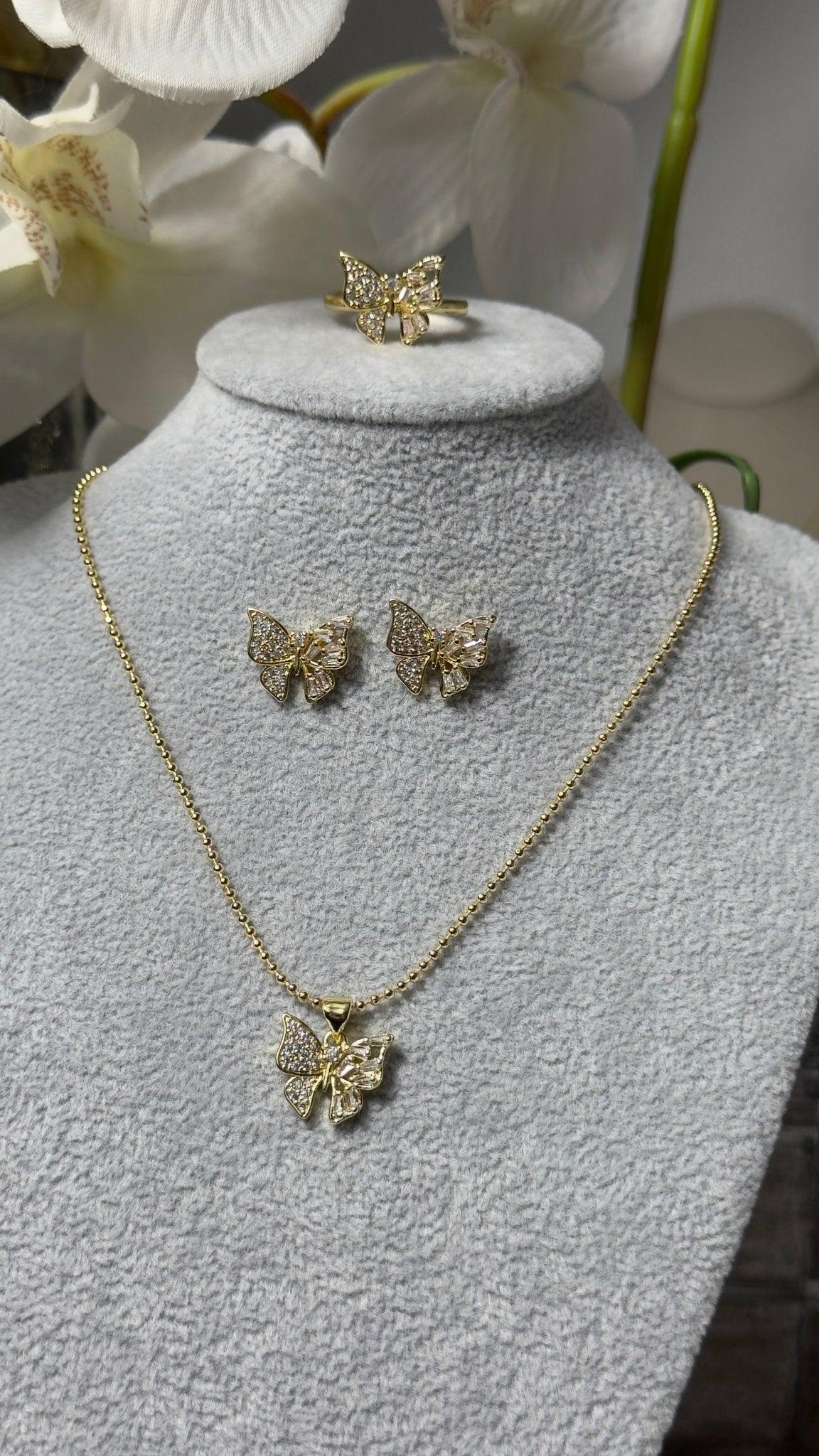 Butterfly gold set (3 piece set ) - Figi Jewels