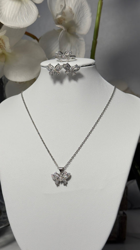 Butterfly silver set (3 piece set) - Figi Jewels