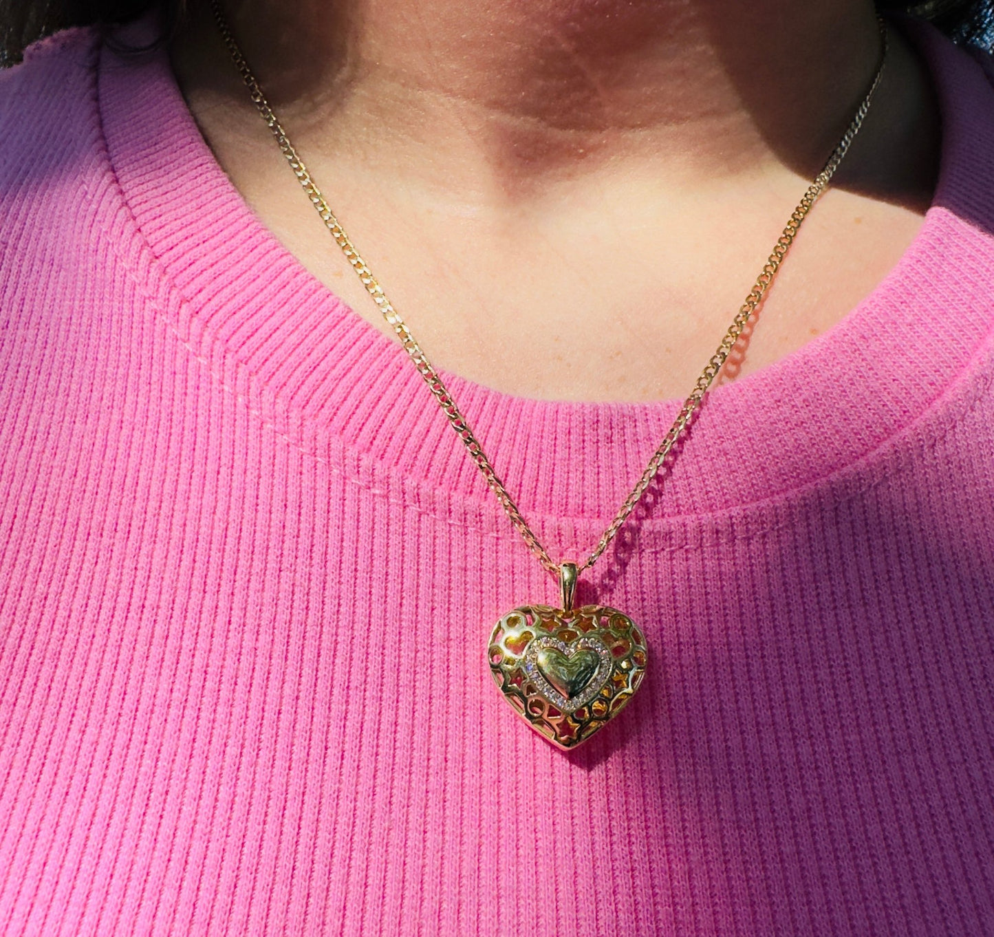 Heart on heart with crystals necklace - Figi JewelsNecklaces