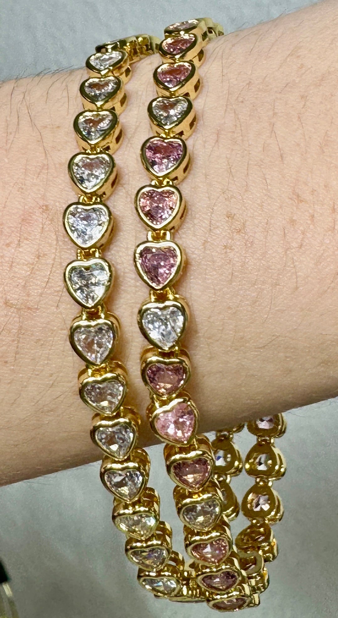 Heart tennis color bracelet size 7 1/2 - Figi JewelsTennis bracelet