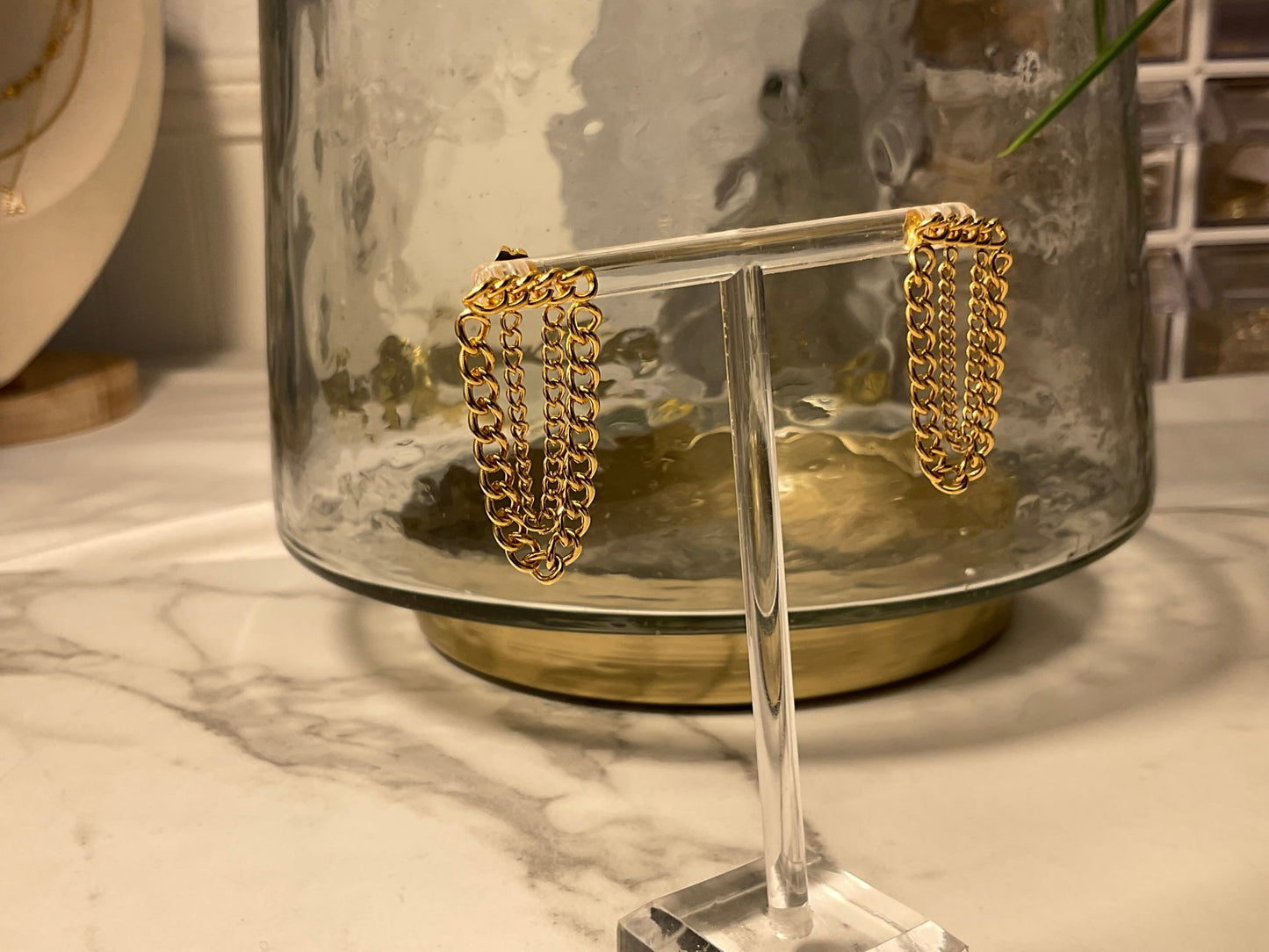 Multilayer figaro chain earring 18kt gold plated - Figi Jewels