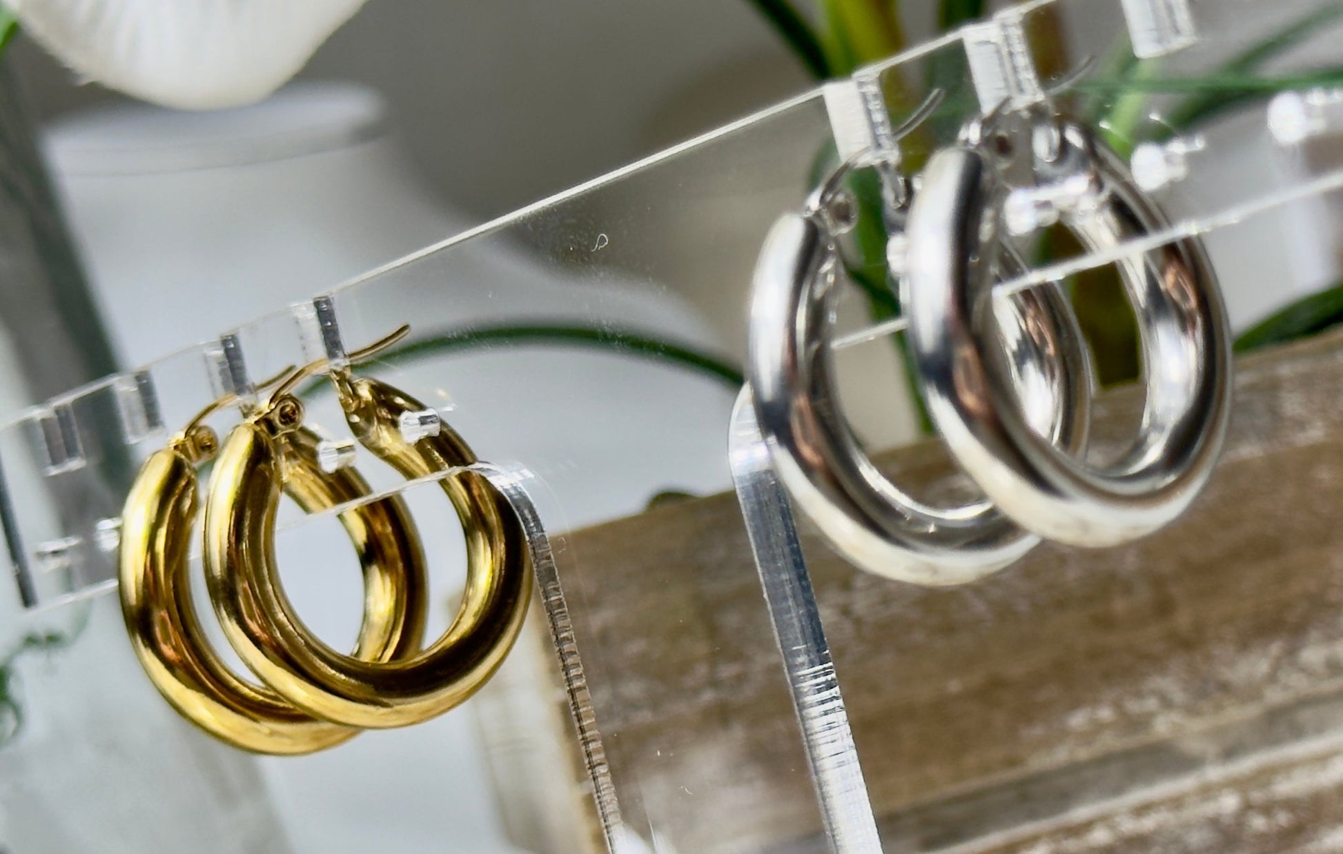 Plain everyday hoops silver and gold - Figi Jewels