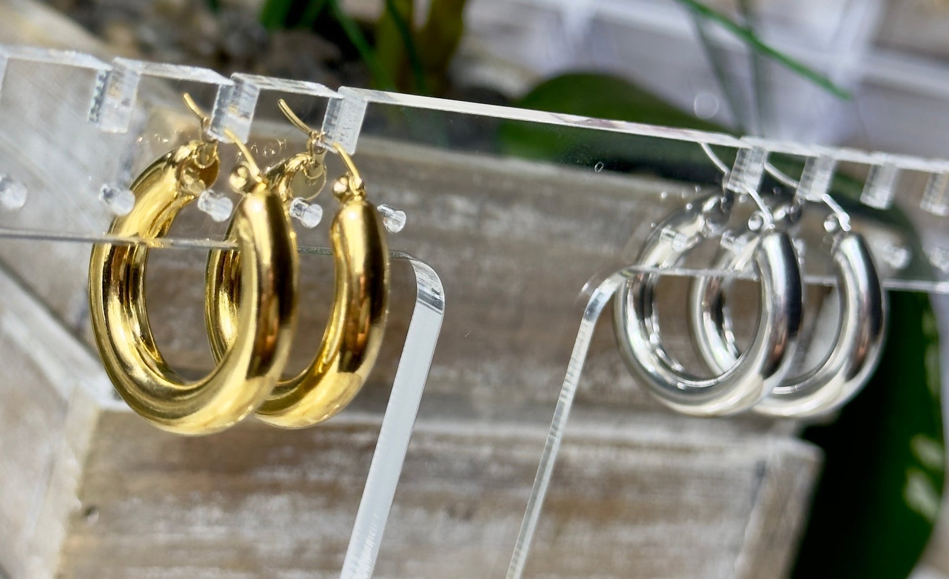 Plain everyday hoops silver and gold - Figi Jewels