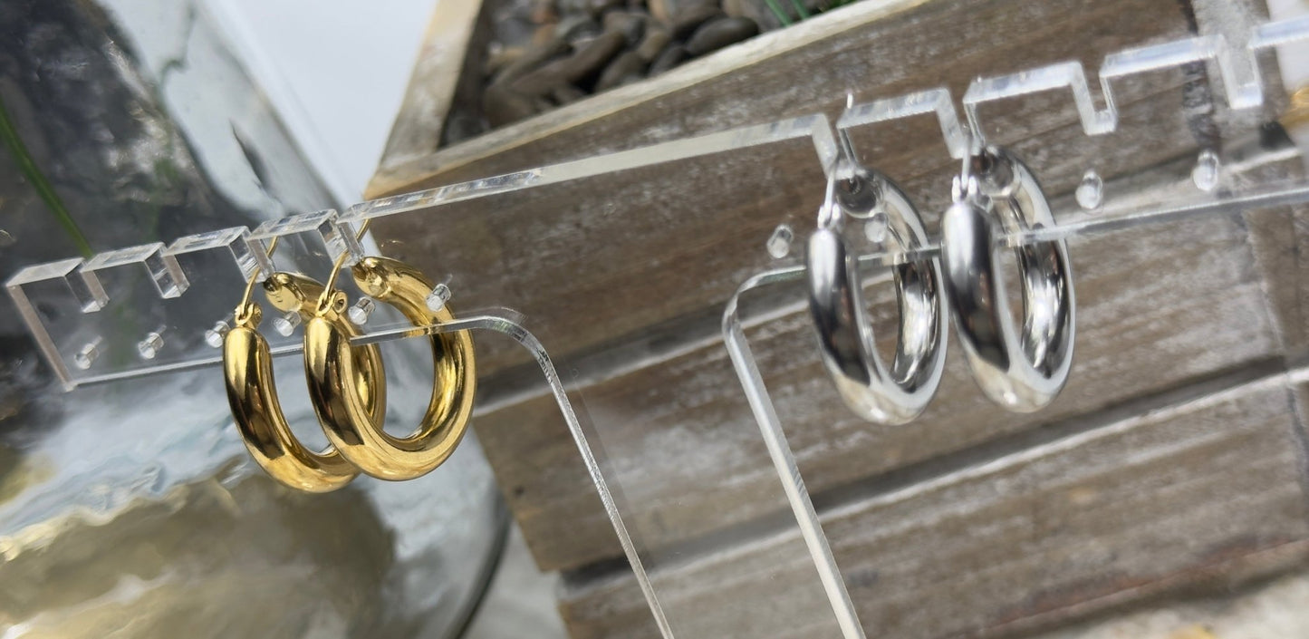 Plain everyday hoops silver and gold - Figi Jewels