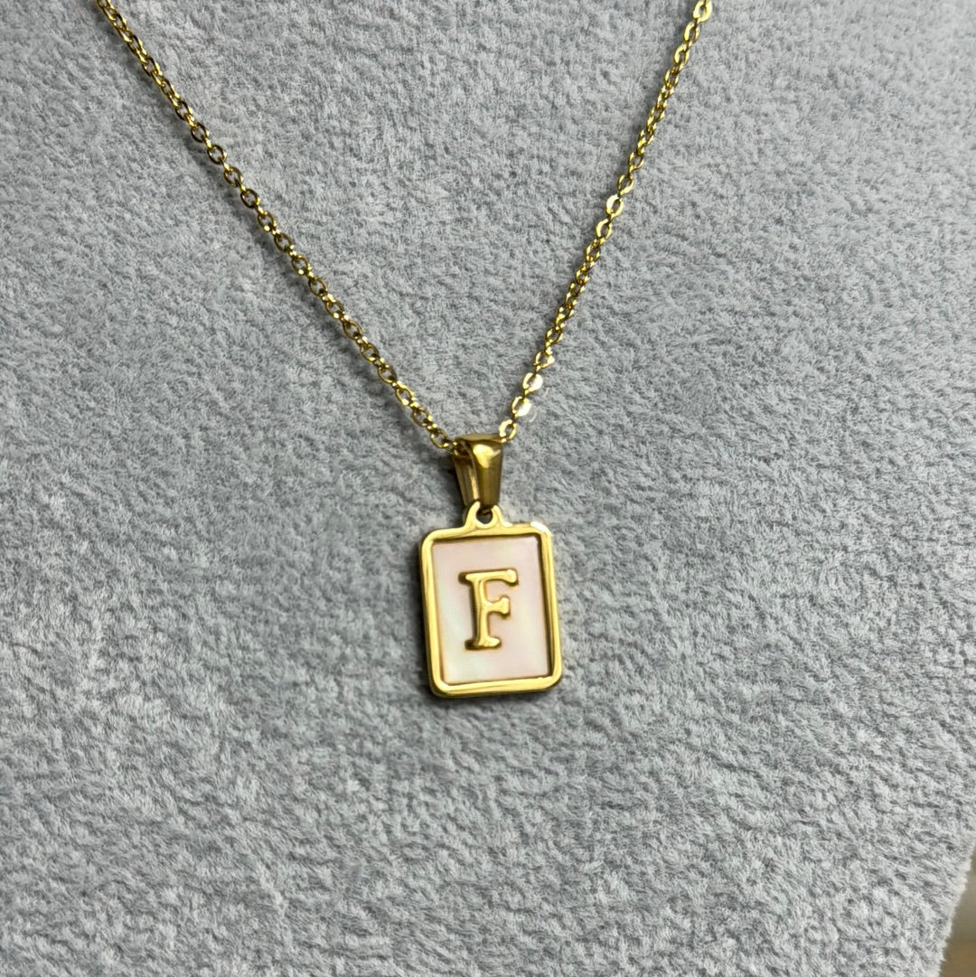 Shell plated initial charm necklace - Figi JewelsNecklaces