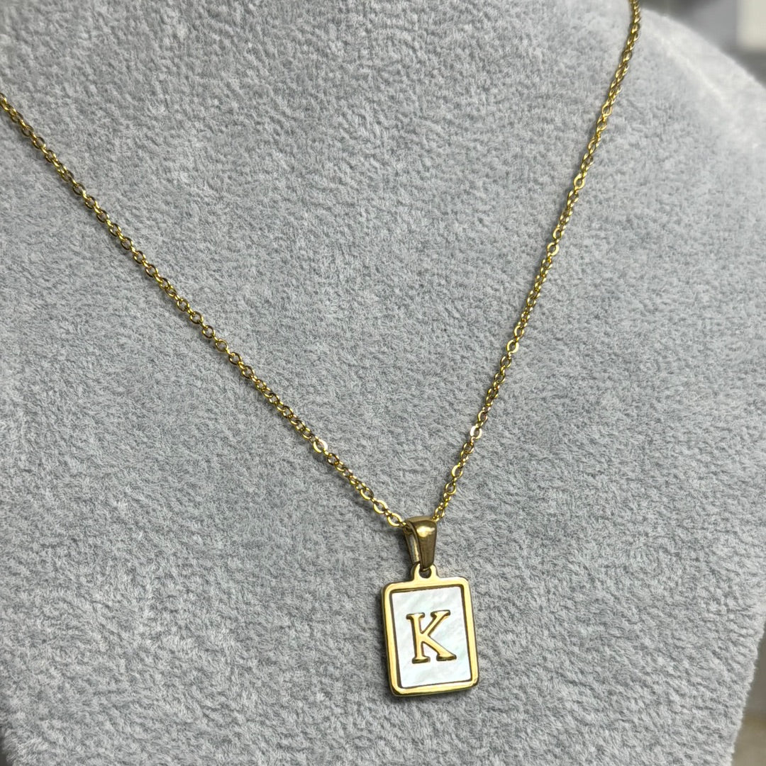 Shell plated initial charm necklace - Figi JewelsNecklaces