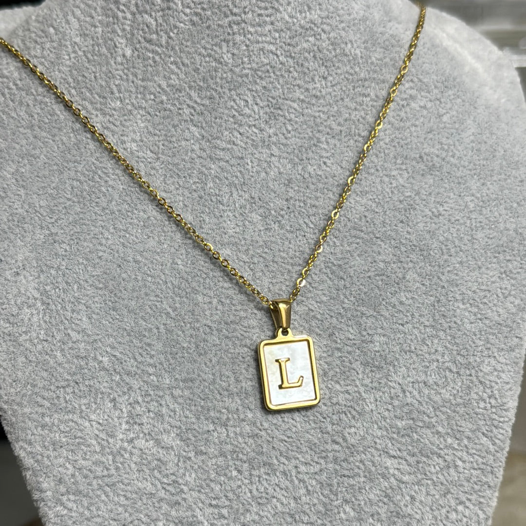 Shell plated initial charm necklace - Figi JewelsNecklaces