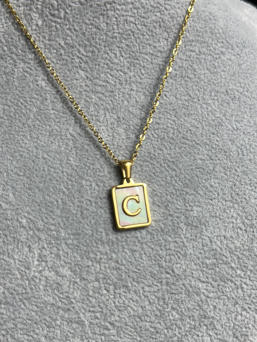 Shell plated initial charm necklace - Figi JewelsNecklaces