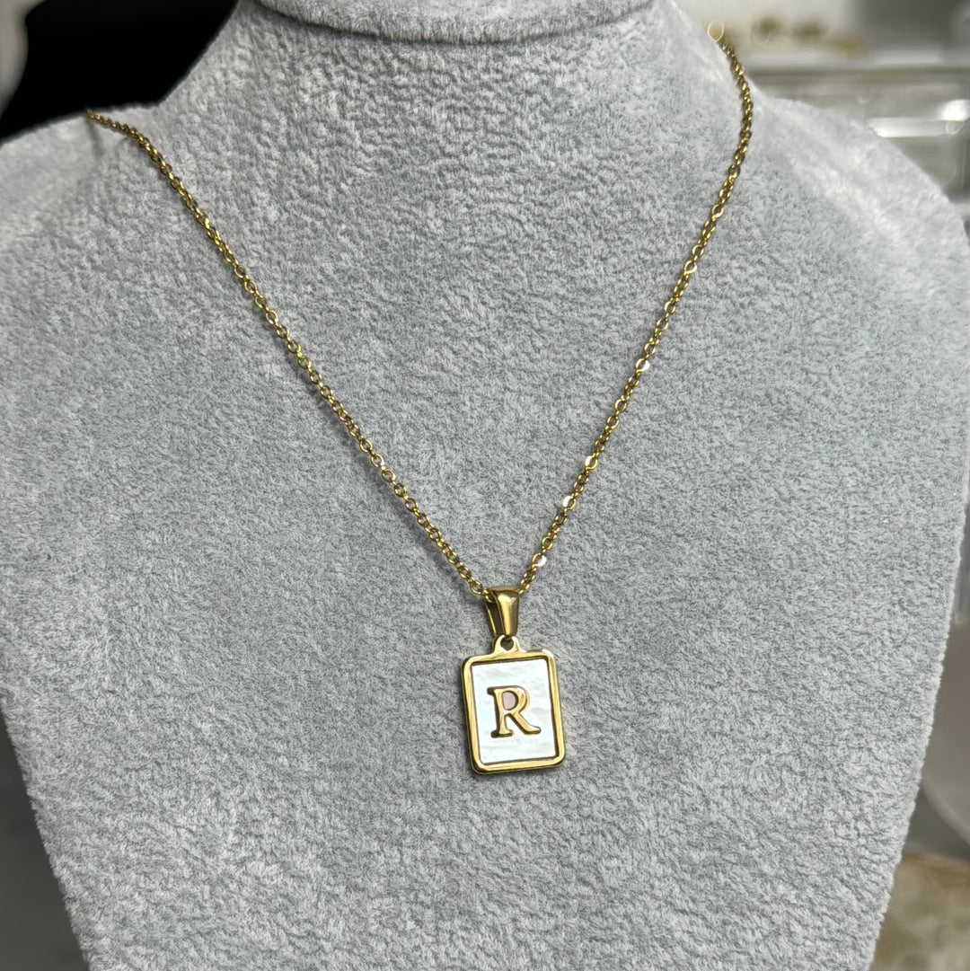 Shell plated initial charm necklace - Figi JewelsNecklaces