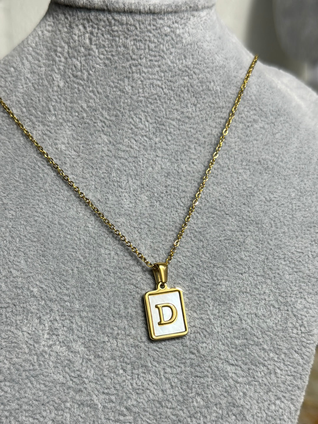 Shell plated initial charm necklace - Figi JewelsNecklaces