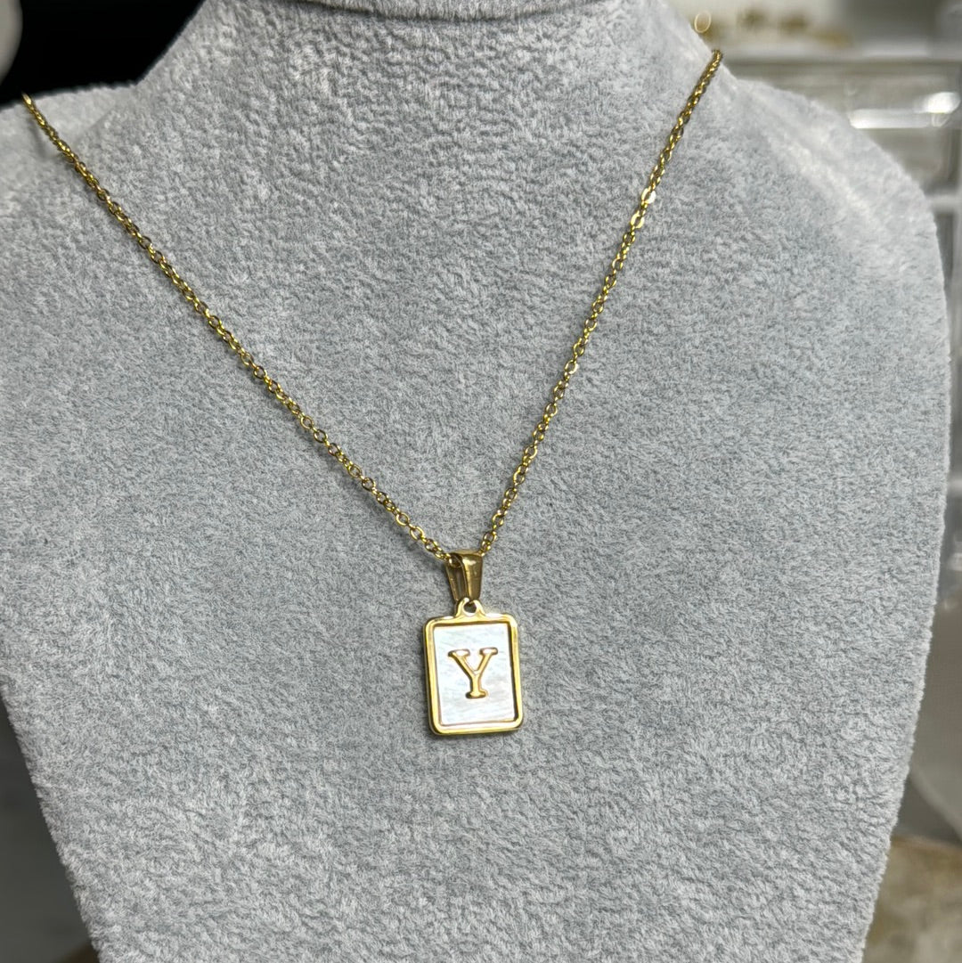 Shell plated initial charm necklace - Figi JewelsNecklaces