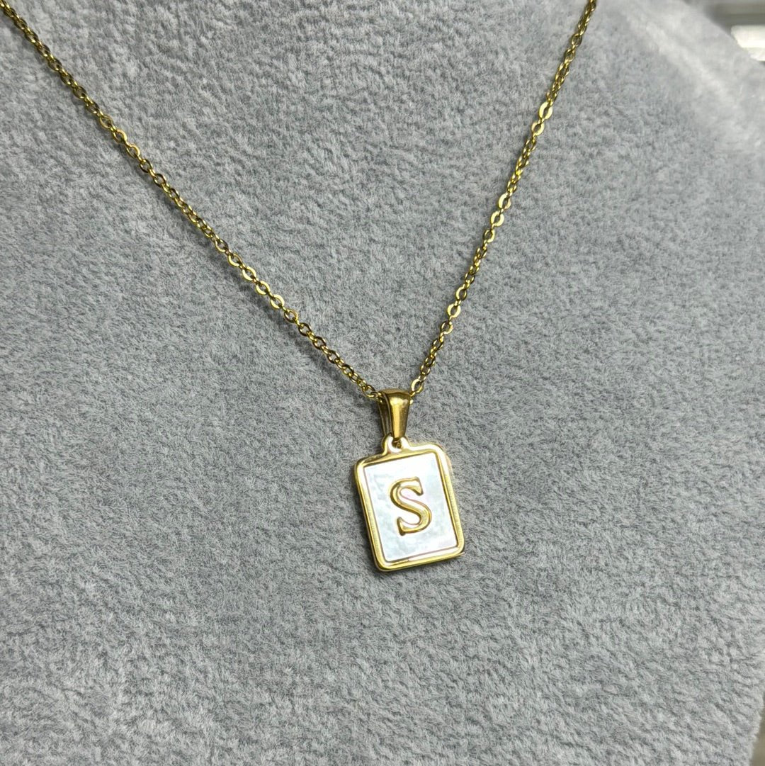 Shell plated initial charm necklace - Figi JewelsNecklaces