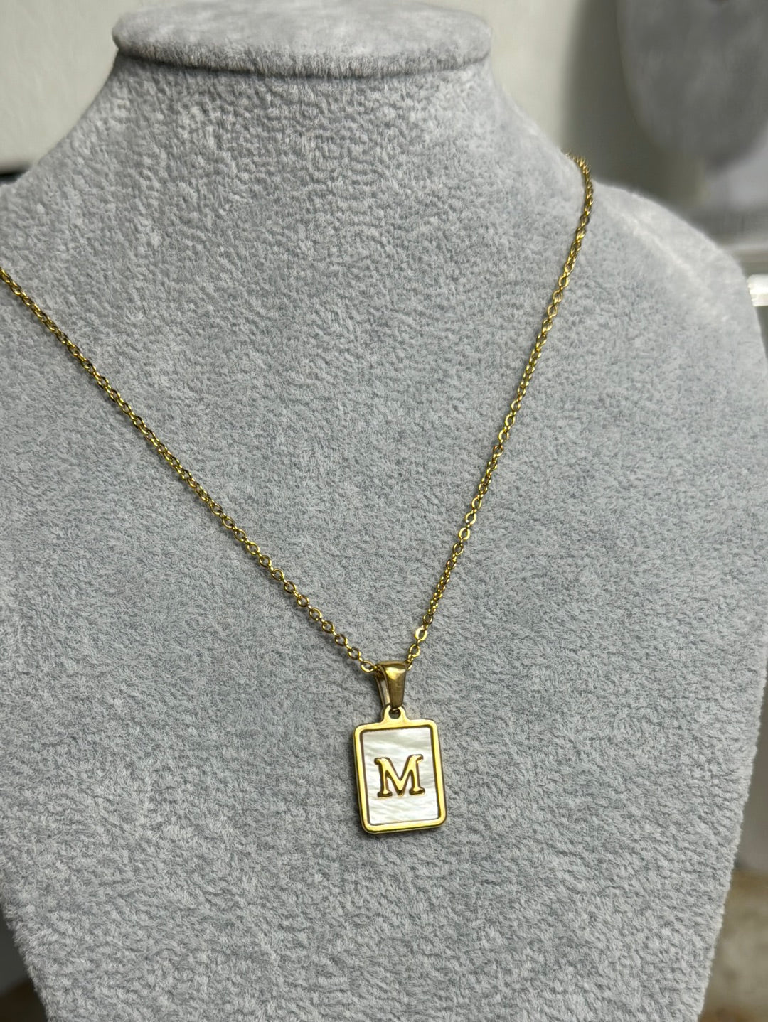 Shell plated initial charm necklace - Figi JewelsNecklaces