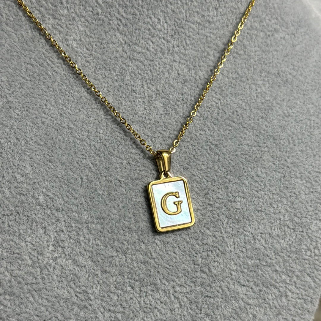 Shell plated initial charm necklace - Figi JewelsNecklaces