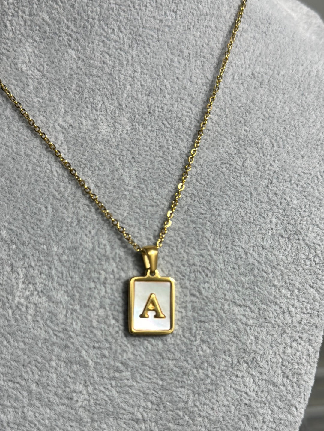 Shell plated initial charm necklace - Figi JewelsNecklaces