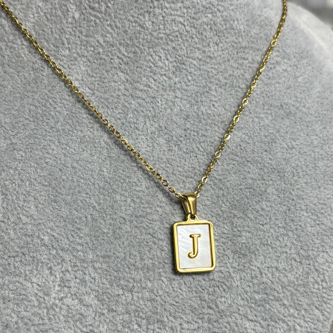 Shell plated initial charm necklace - Figi JewelsNecklaces