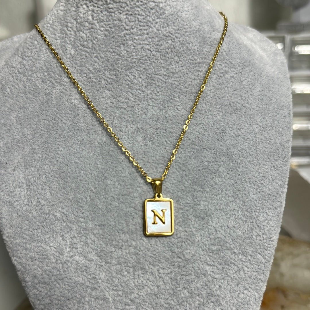 Shell plated initial charm necklace - Figi JewelsNecklaces