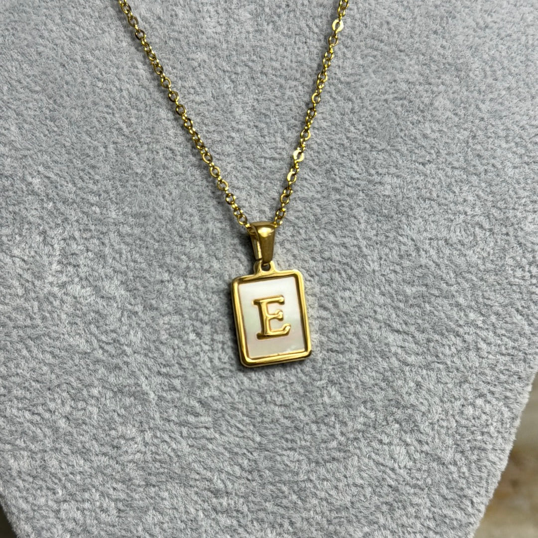 Shell plated initial charm necklace - Figi JewelsNecklaces