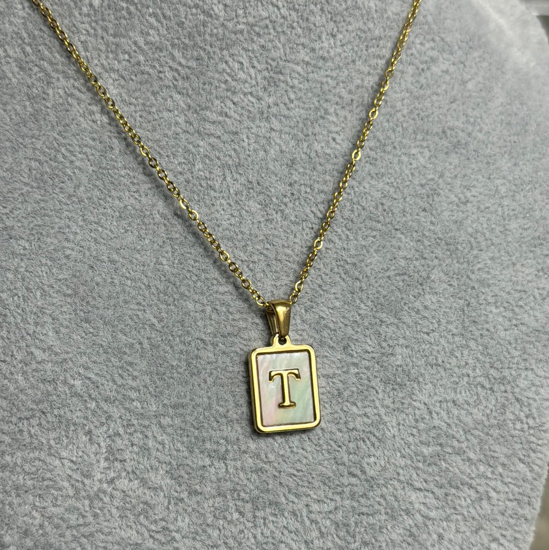 Shell plated initial charm necklace - Figi JewelsNecklaces