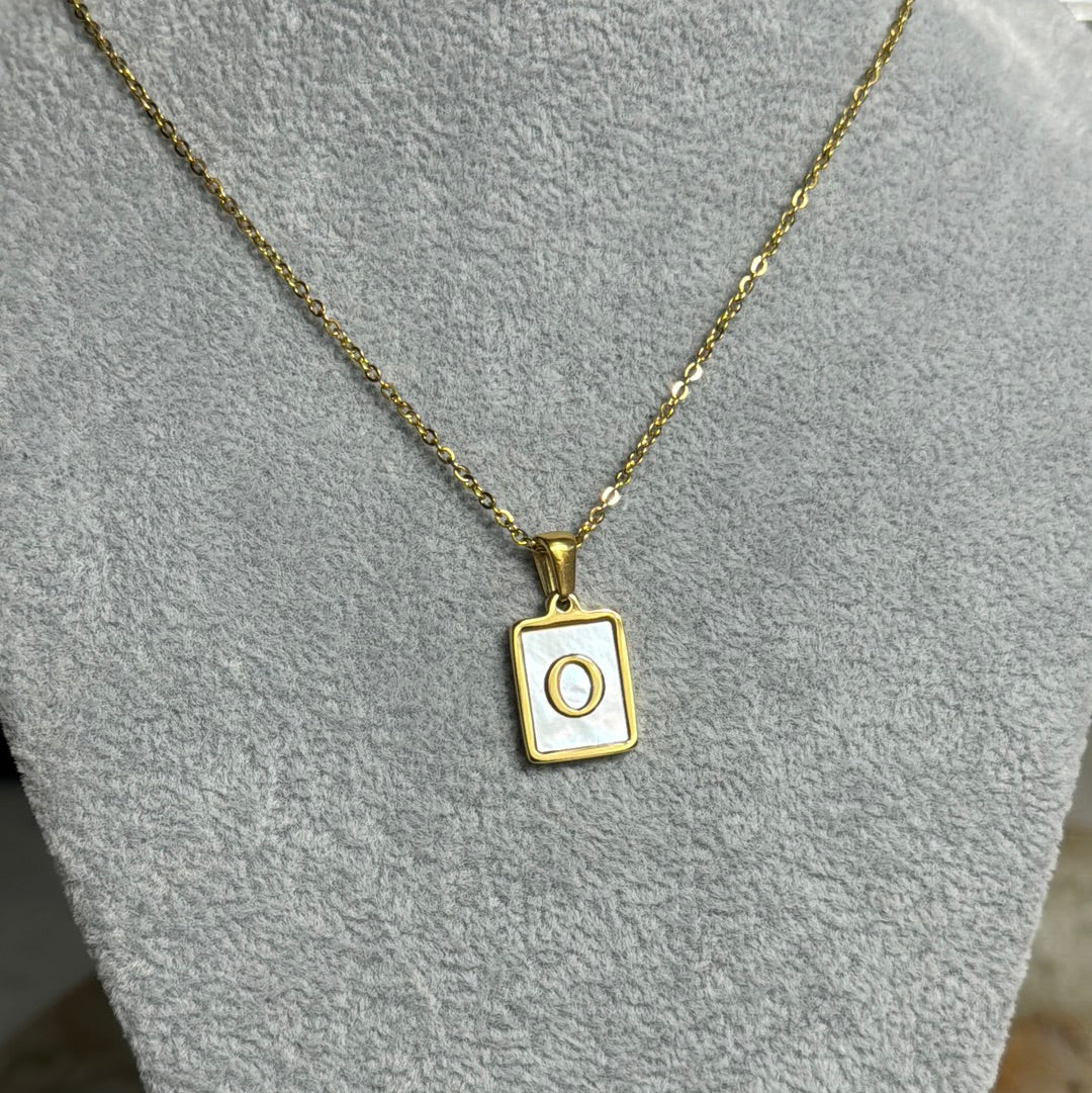 Shell plated initial charm necklace - Figi JewelsNecklaces