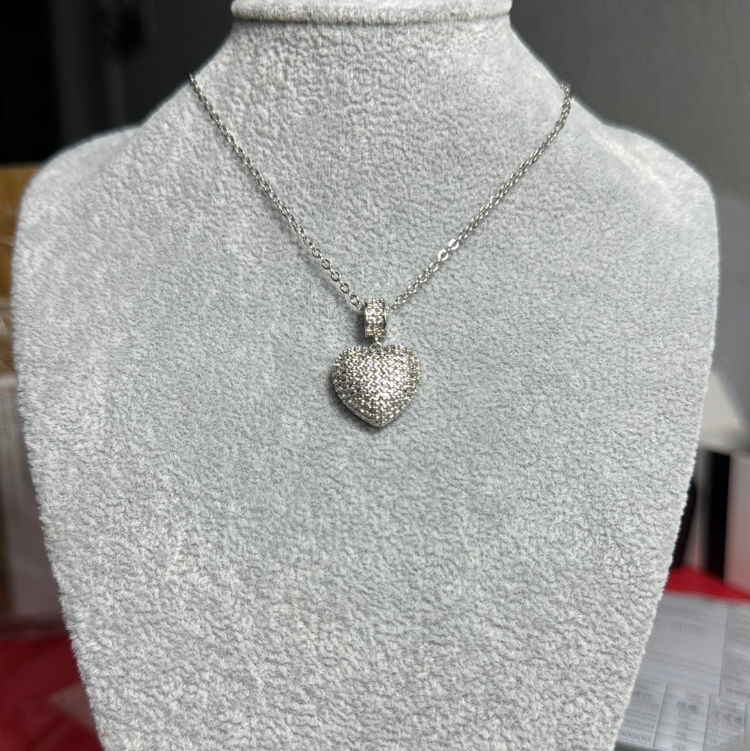 Silver heart full zirconium necklace - Figi JewelsNecklaces