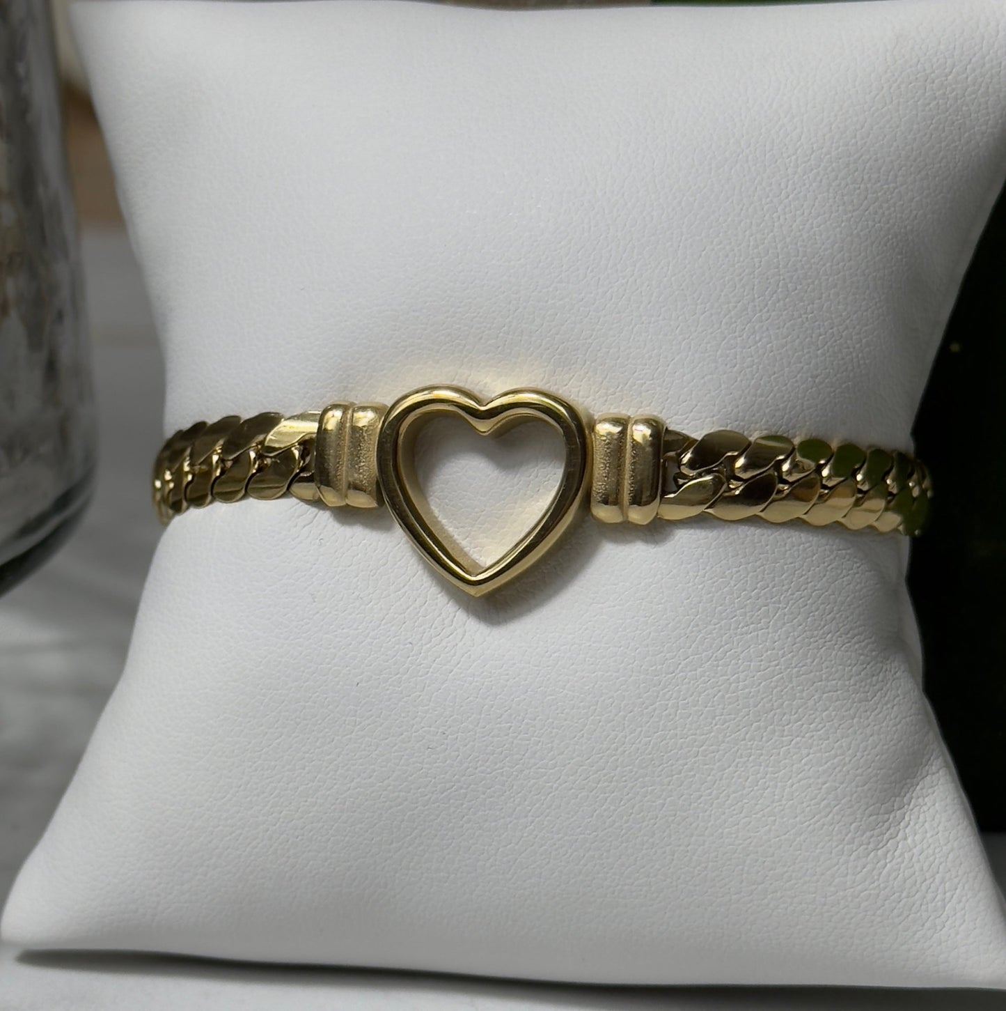 Thick Cuban link heart ❤️ bracelet - Figi JewelsBracelets