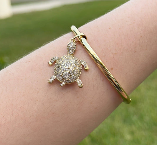 Turtle bangle with zirconium - Figi JewelsBangles